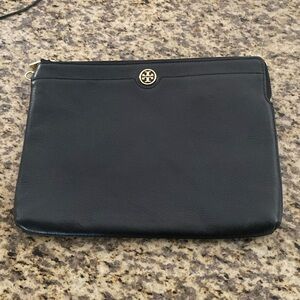 Tory Burch Black Leather Zip Pouch